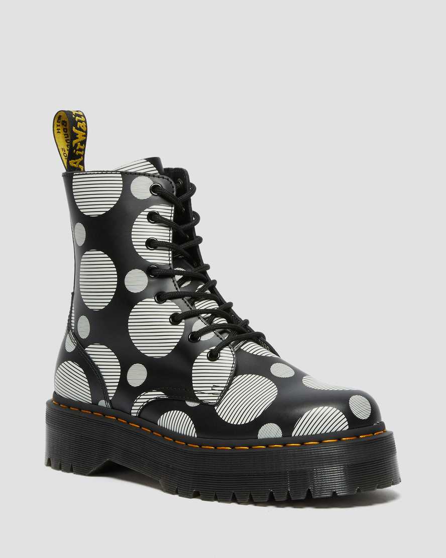 Dr. Martens Jadon Polka Dot Smooth Nahka Miesten Platform Nilkkurit - Mustat/Valkoinen Nilkkurit [74